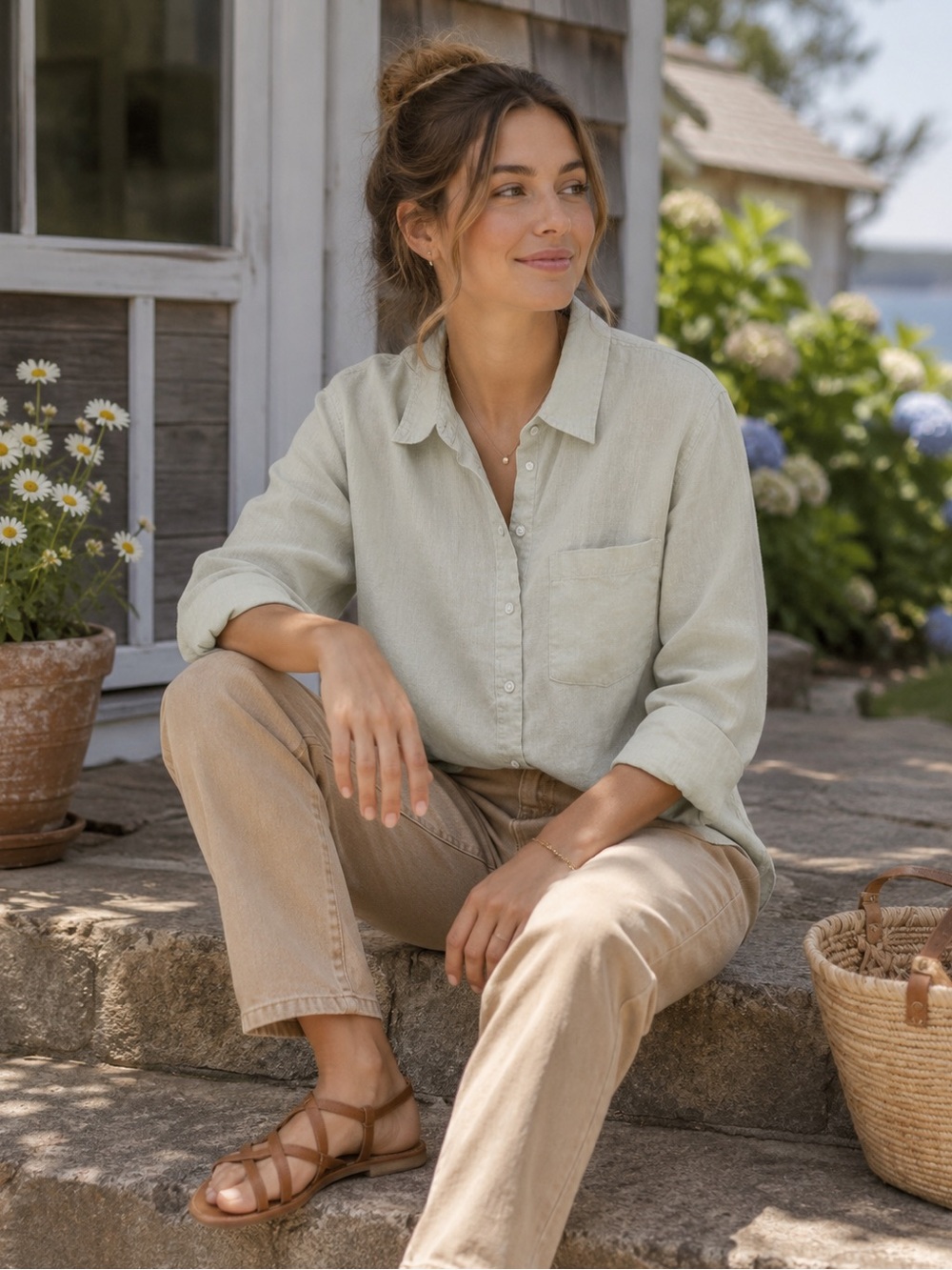 H&M Sage Green Button-Down Shirt